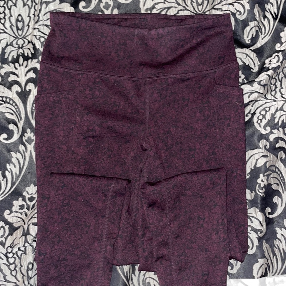 Plum and Black Marbled Leggings with pockets